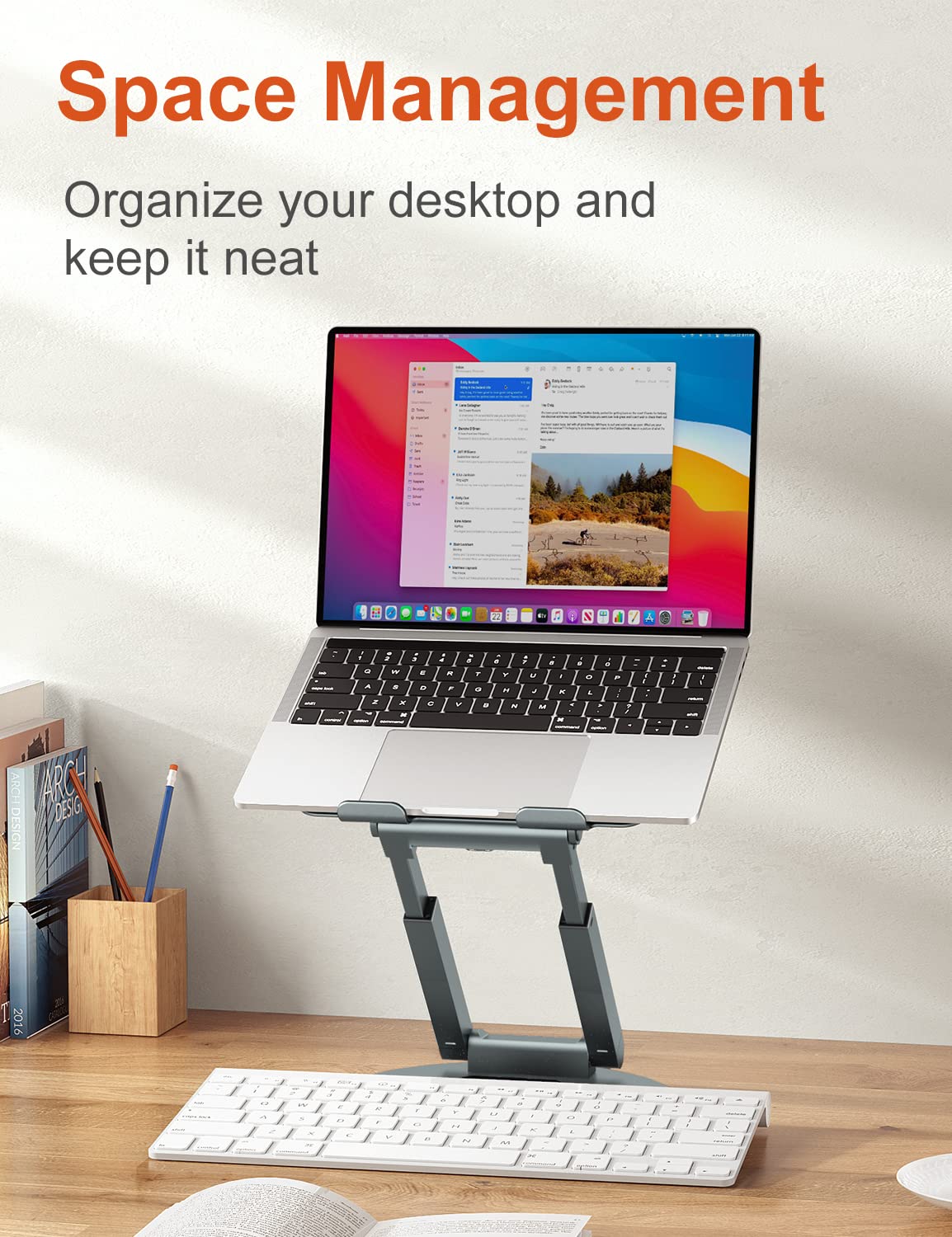 Laptop Ständer Höhenverstellbar mit 360° Drehbarer Basis, Ergonomisch Laptopständer, Laptop Erhoehung Fuer Schreibtisch, Standing Laptop Stand Computer Ständer mit MacBook Pro, Laptops 10–17"-Grau