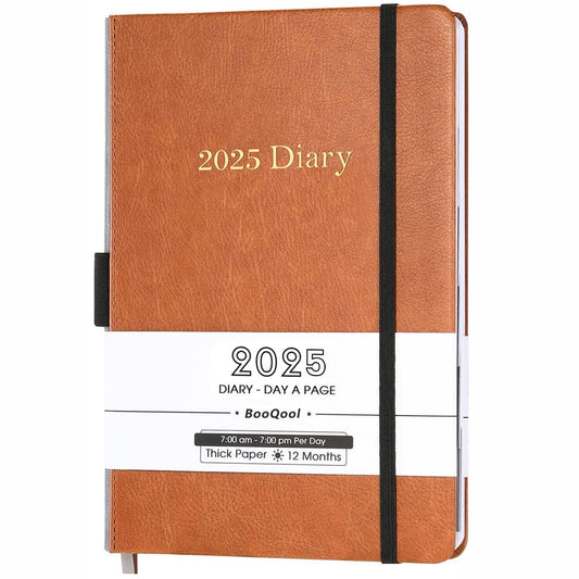 BooQool Akademischer Terminkalender 2025, Tag für Seite – Akademischer Terminplaner 2025 von Januar 2025 bis Dezember 2025, Produktivität, A5-Tagesplaner mit Monatsregisterkarten, 14,8 cm x 21,4 cm