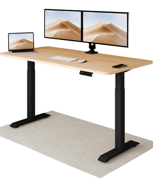 Desktronic Höhenverstellbarer Schreibtisch 160x80 cm - Stabiler Schreibtisch Höhenverstellbar Elektrisch - Standing Desk mit Touchscreen und Integrierten Ladesteckern