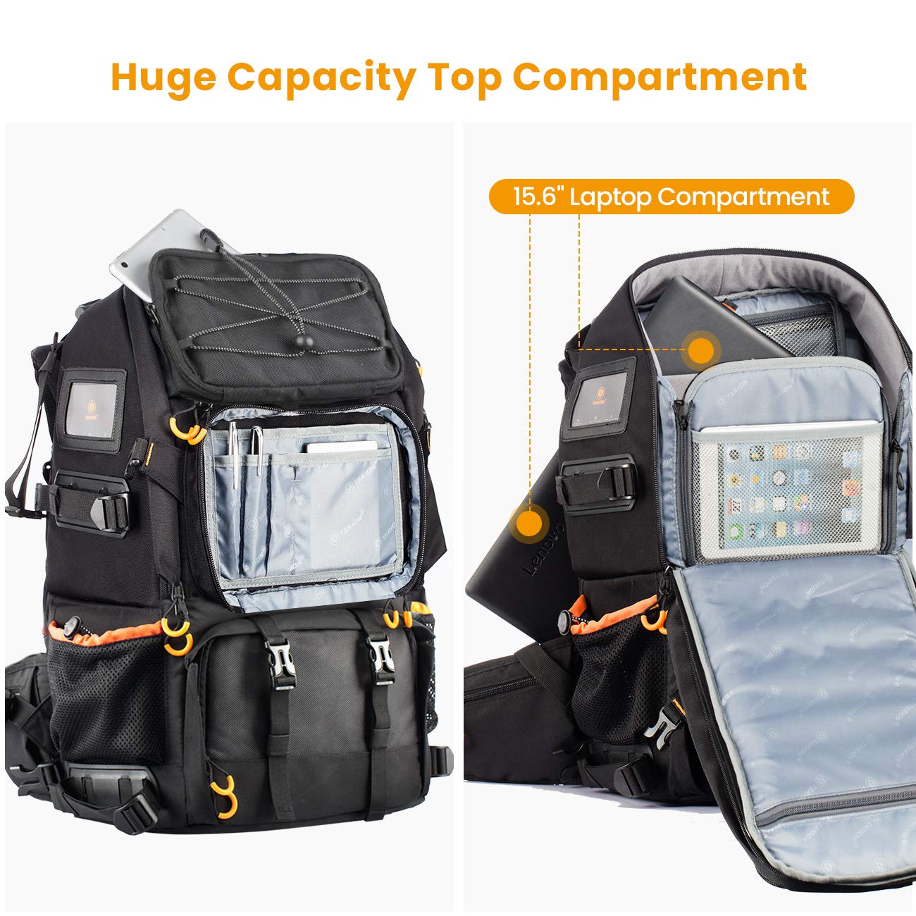 TARION Kamerarucksack Groß Fotorucksack Spiegelreflex: DSLR SLR Kameratasche mit 15,6 Zoll Laptopfach Wasserdicht Regenhülle für Spiegelreflexkameras Digital Objektive Stative 25 Liter PB-01