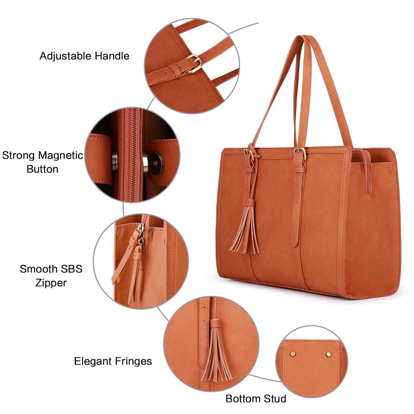 ECOSUSI Laptoptasche 15,6 Zoll Aktentasche Damen handtasche damen Groß Handtasche Business Arbeitstasche Bürotasche Damen Notebooktasche Shopper damen groß