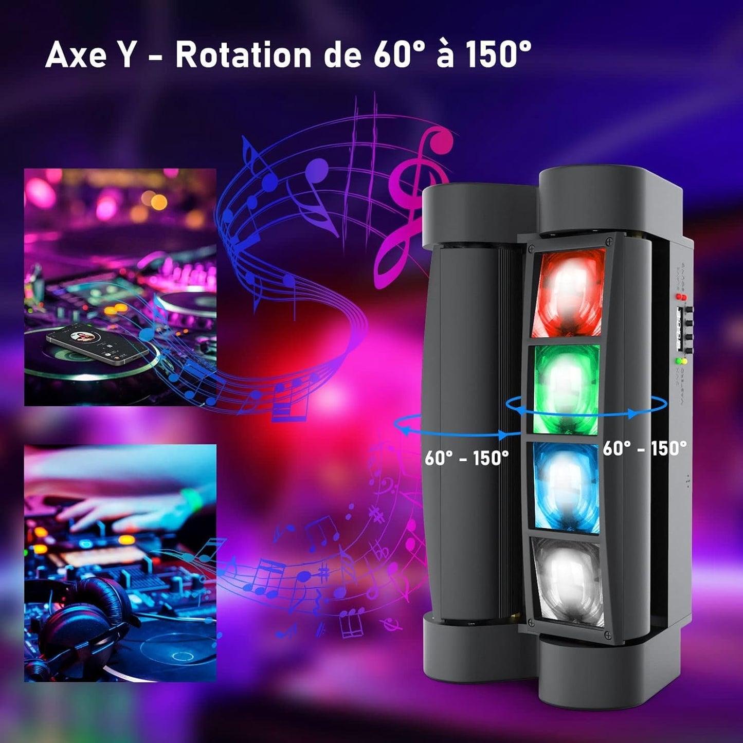 BETOPPER Moving Head Bühnenlicht, Disco DJ Licht 8x3W RGBW 4 in 1 LED Lichteffekt, Mini Partylicht Stage Light mit DMX512/Sprachmodus für Bar Party Club Weihnachten Halloween