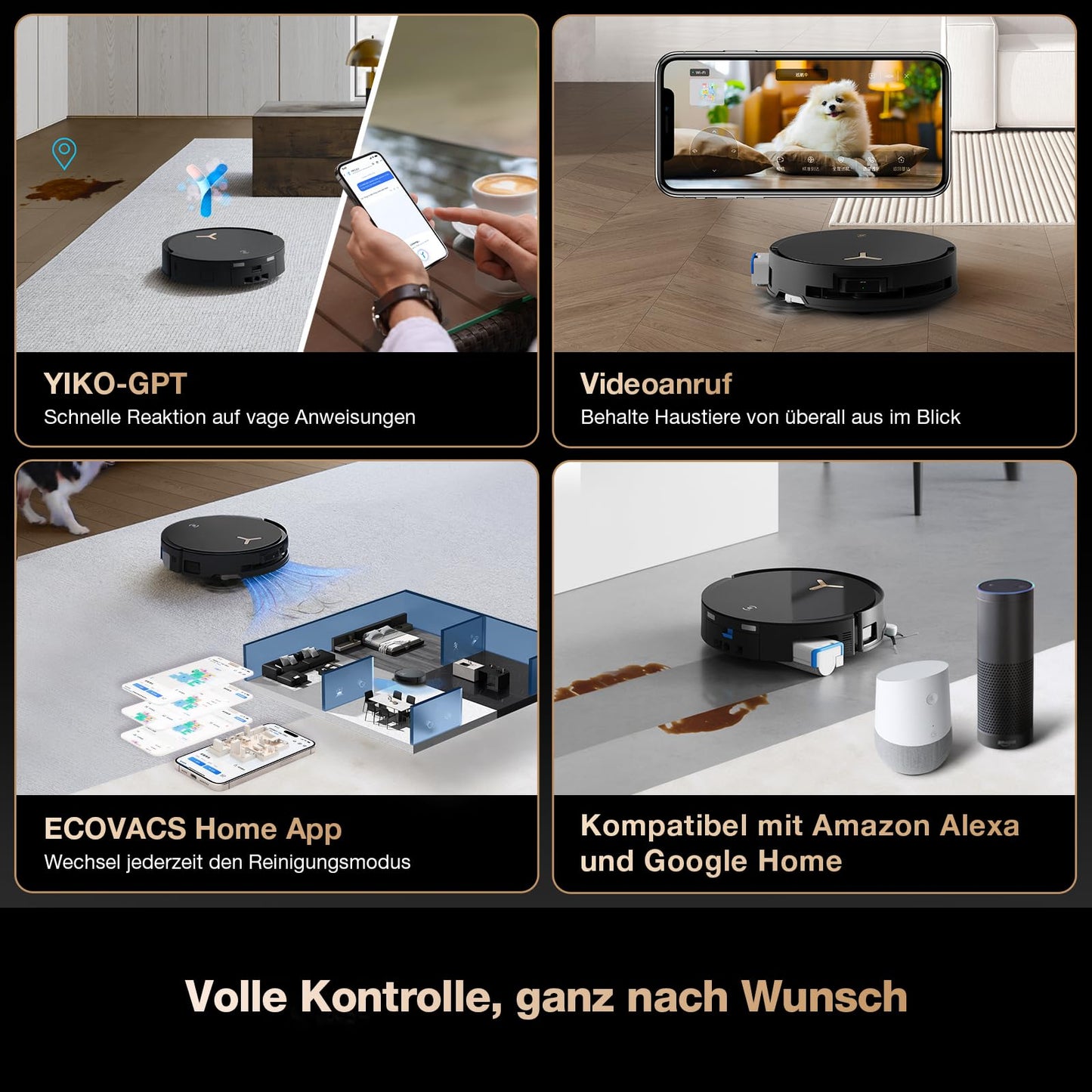 ECOVACS DEEBOT X8 PRO Omni Saugroboter mit Wischfunktion, 18.000 Pa, OZMO Roller Wischwalze mit kontinuierlicher Selbstreinigung, Moppreinigung mit Heißwasser 40–75 °C, autom. Reinigungsmittelzugabe