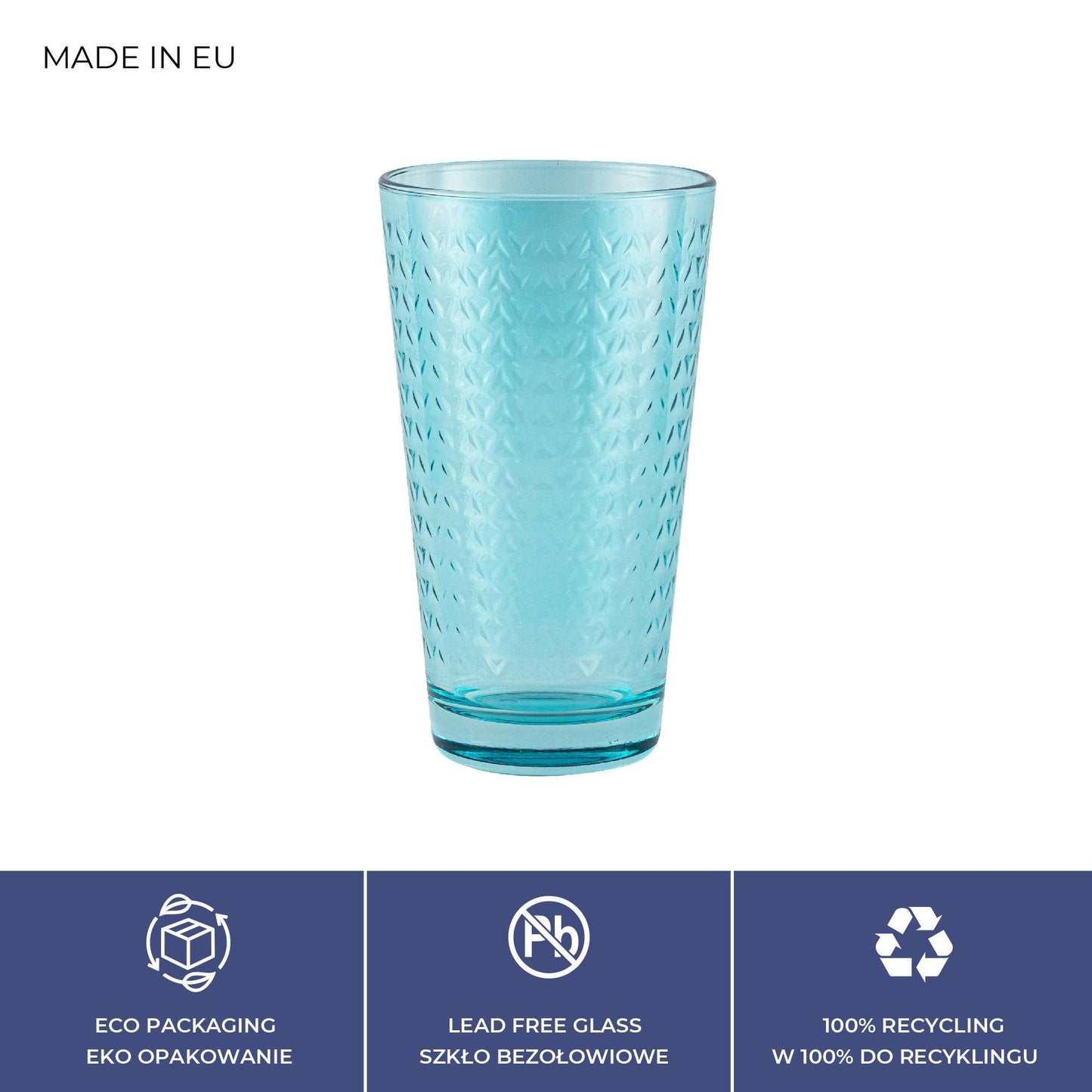 TREND FOR HOME Gläser Bunt 6er Set Trinkgläser 360 ml Cocktailgläser Wassergläser Set Bunt Longdrinkgläser Glas Tumbler Bunte Gläser Caipirinha Trinkglas Wasserglas Geometrisches Muster | Tressa