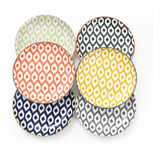 WishDeco Kuchenteller 6er Set, Kleine Dessertteller Φ15cm, Porzellan Salatteller, Bunte Frühstücksteller, Mini Speiseteller für Pasta, Obst, Brot