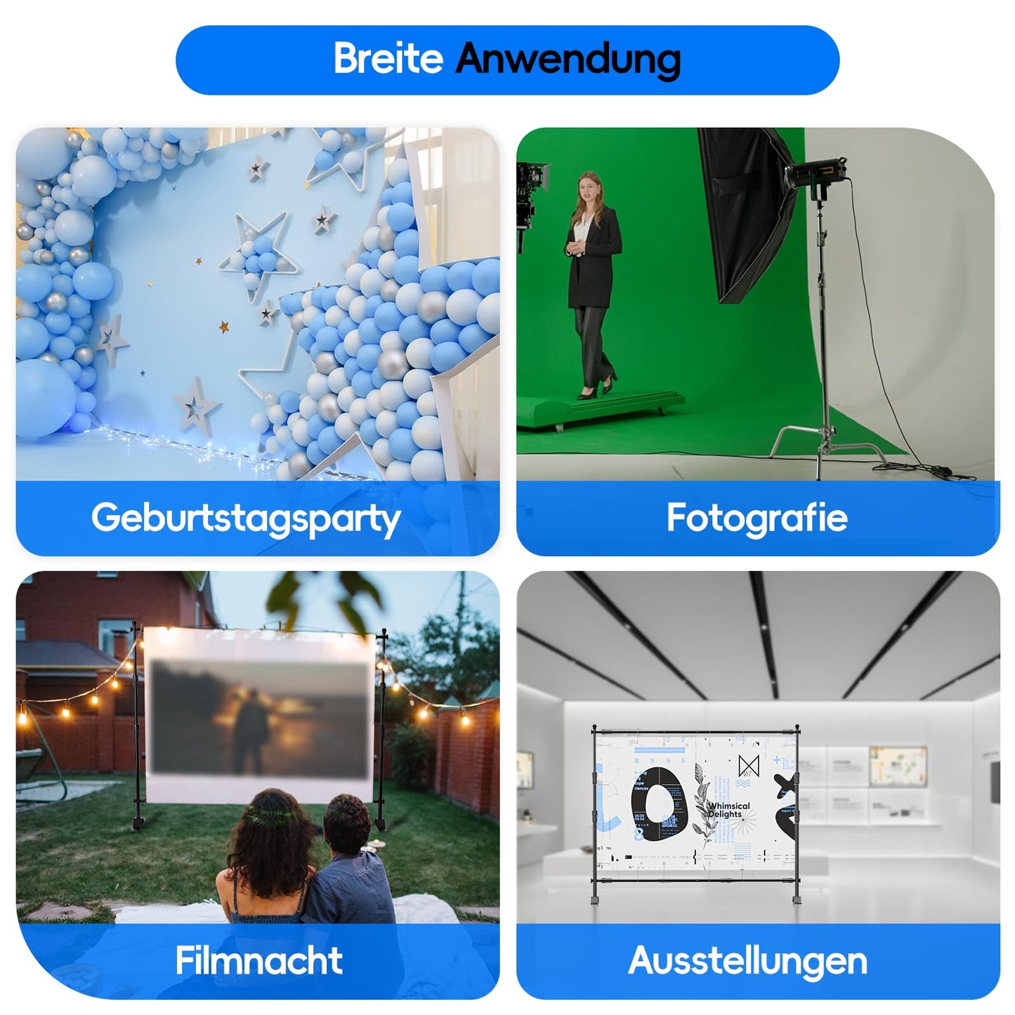 Fatazoii Foto Hintergrund Ständer Verstellbarer, 2,4 x 2,5m Fotohintergrund Ständer Fotografie, Banner Stand Set für Photo, Video, Studio
