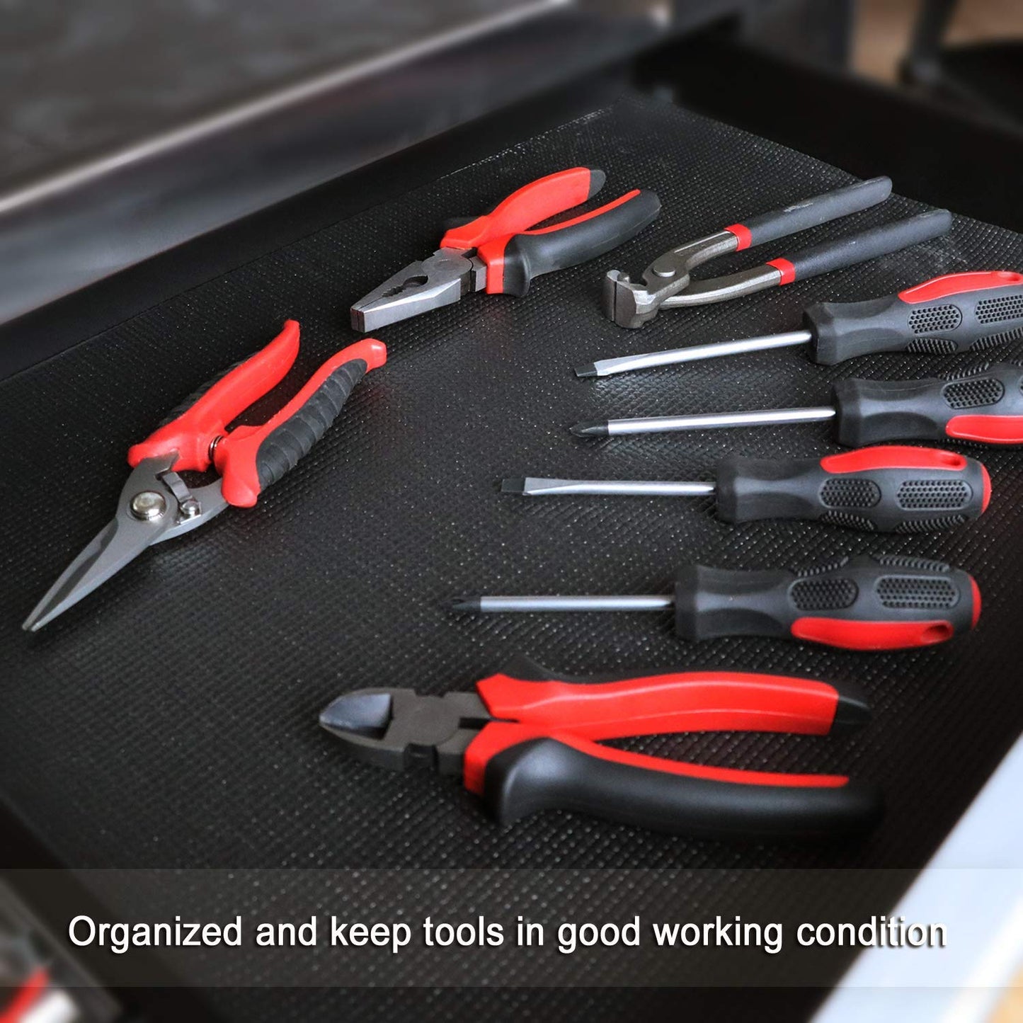 CASOMAN Professional Tool Box Liner and Drawer Liner,Easy Cut Non-Slip Foam Rubber Toolbox Drawer Liner Mat - Adjustable Thick Cabinet Liners,Black,16 inch (Wide) x 16 feet (Long)