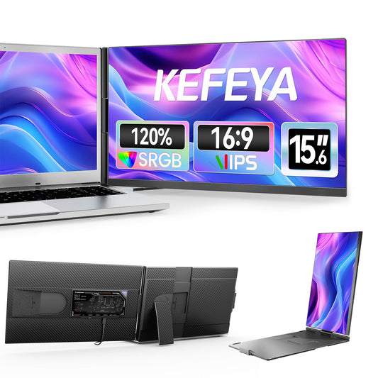 KEFEYA Laptop Monitor Extension 15.6 Inch for All Laptops, Portable Monitor 120% sRGB 1080P Laptop Screen Extension for Mac Windows Chrome