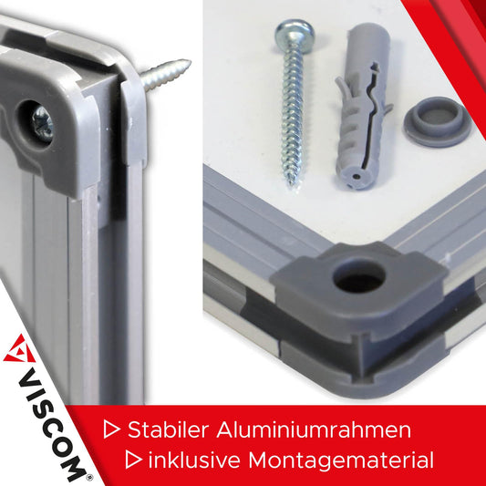 VISCOM Whiteboard magnetisch - 60 x 90 cm - Magnettafel in 11 Größen - Magnetwand, kratzfest & beschreibbar - mit Aluminium-Rahmen - für Hoch- und Querformat