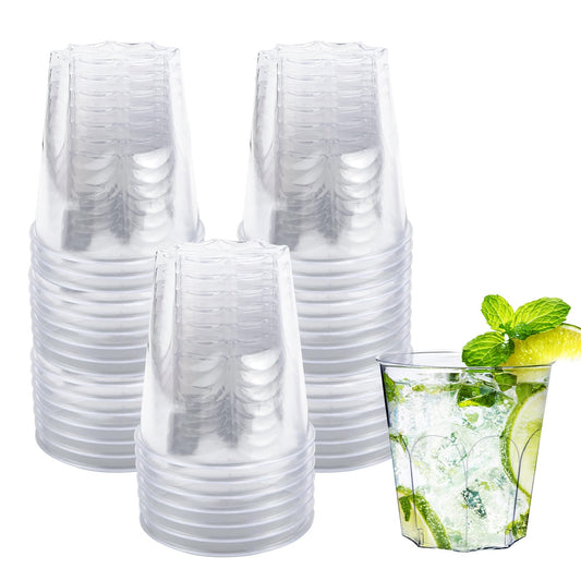 ZHANChen Wassergläser aus Kunststoff 40 Stück Cocktailbecher Whiskygläser 200 ml Mehrwegbecher Hartplastik Transparente Plastikbecher für Party Hochzeit Bankett (C-40Pcs)