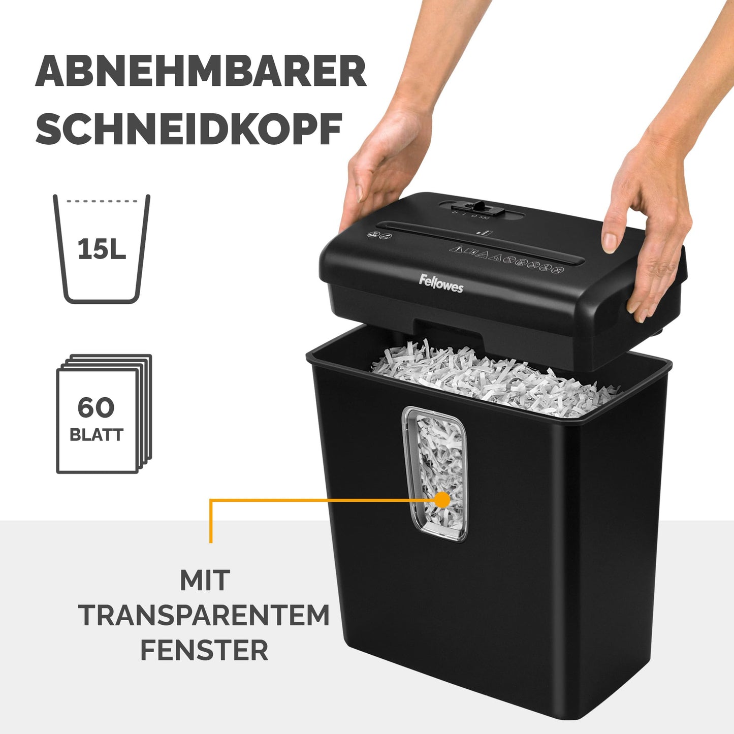 Fellowes Aktenvernichter 6 Blatt Partikelschnitt (P4), TÜV SÜD + GS zertifizierter Papierschredder Zuhause & Homeoffice, Powershred FS-6C, Schredder 15L Papierkorb, Kreditkarten Heftklammern schwarz