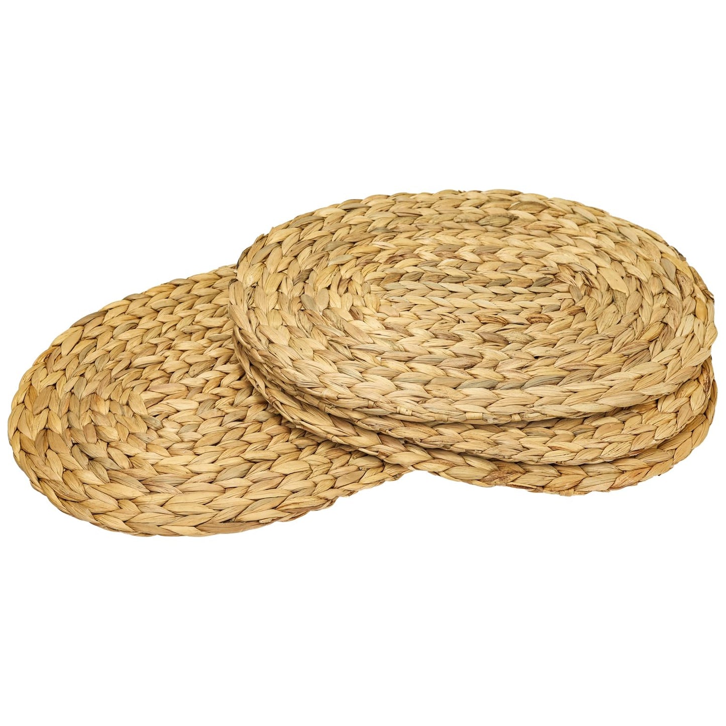 HMF Tischset oval geflochten aus Wasserhyazinthe, Platzset abwaschbar | 4er Set | 40 x 30 cm