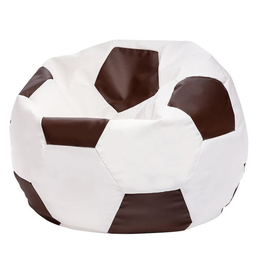 Ecopuf Football Sack XL - Spielkissen aus Kunstleder - Ideal für Fußballfans, Kinder - Sitzsack Wohnzimmer - Sitzpouf Samt - Gaming Stuhl Pouf Sack - 105x80cm, Dunkelbraun E13