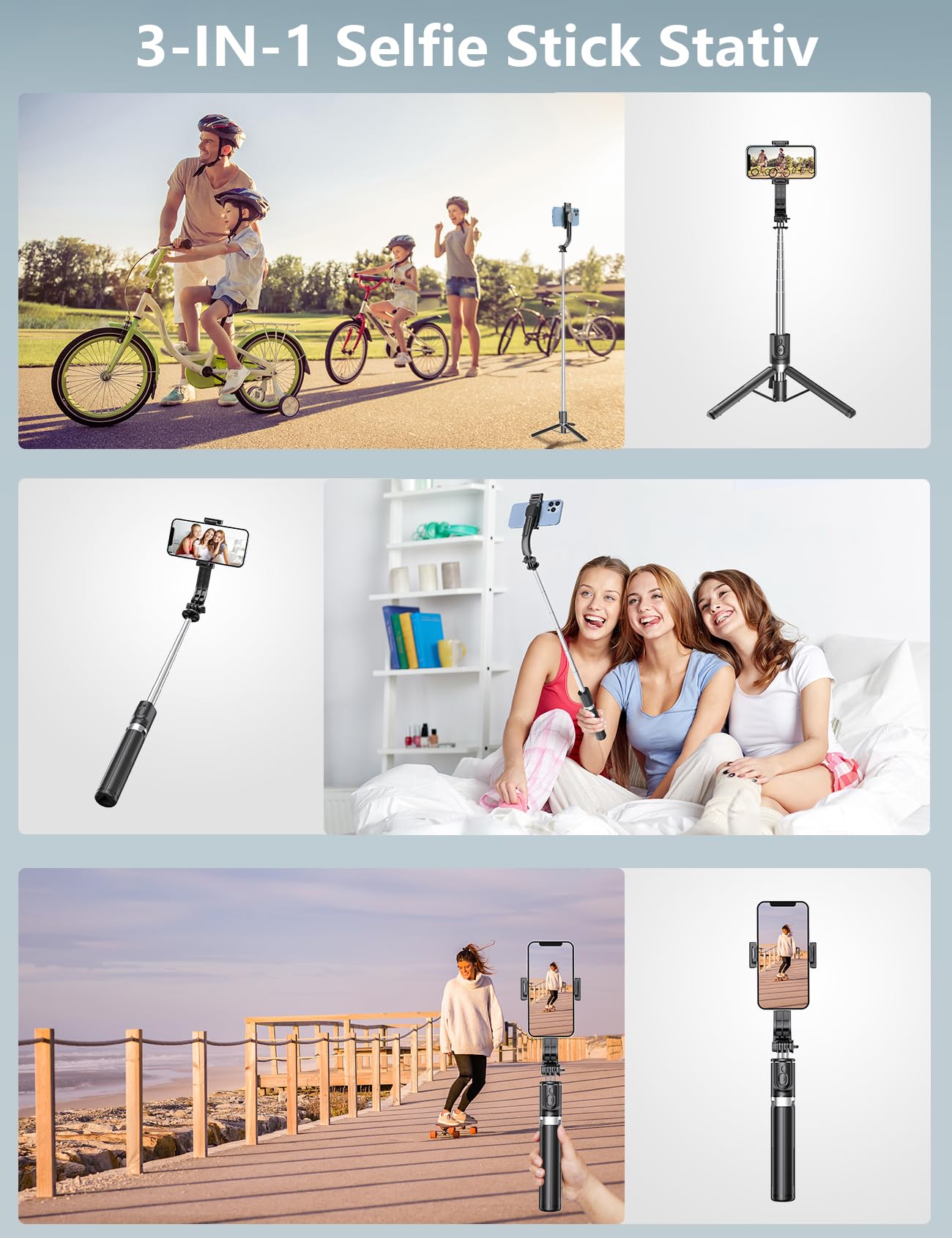 Selfie Stick Stativ mit 2 Fülllicht, 114cm Verbessertem Stabil Handy Stativ mit Abnehmbarer Fernbedienung, Stativ für Smartphone Kompatibel mit iPhone Samsung & Android Smartphones