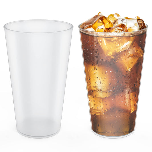 AOLUXLM 50 Stück Partybecher Set, Trinkbecher Bruchsichere Mehrwegbecher für Getränkepartys, Geburtstag, Hochzeit - 480 ml / 16 OZ ( Voll Gefüllt) Mattierte Plastikbecher