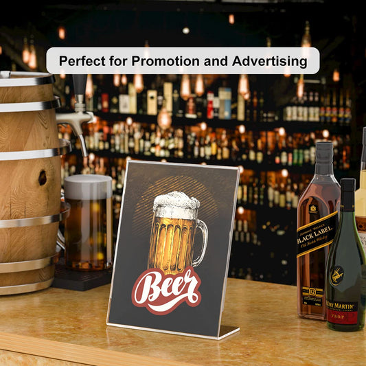 HIIMIEI A5 Tischaufsteller Schräg, 6 Stück Werbeaufsteller / L- Ständer Ideal für Cafés, Restaurants, Ausstellungen, Büros,Werbeaktionen,Dokumente- Glasklar Acryl