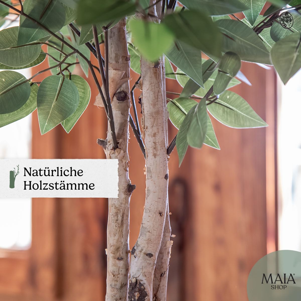 Maia Shop | Ficus | Kunstpflanzen | Künstlicher Baum | Maße: 105 x 70 cm | Künstliche Pflanzen | Fake Plant | Plastik Pflanze | Ficus Benjamini | Deko | Deko Wohnzimmer