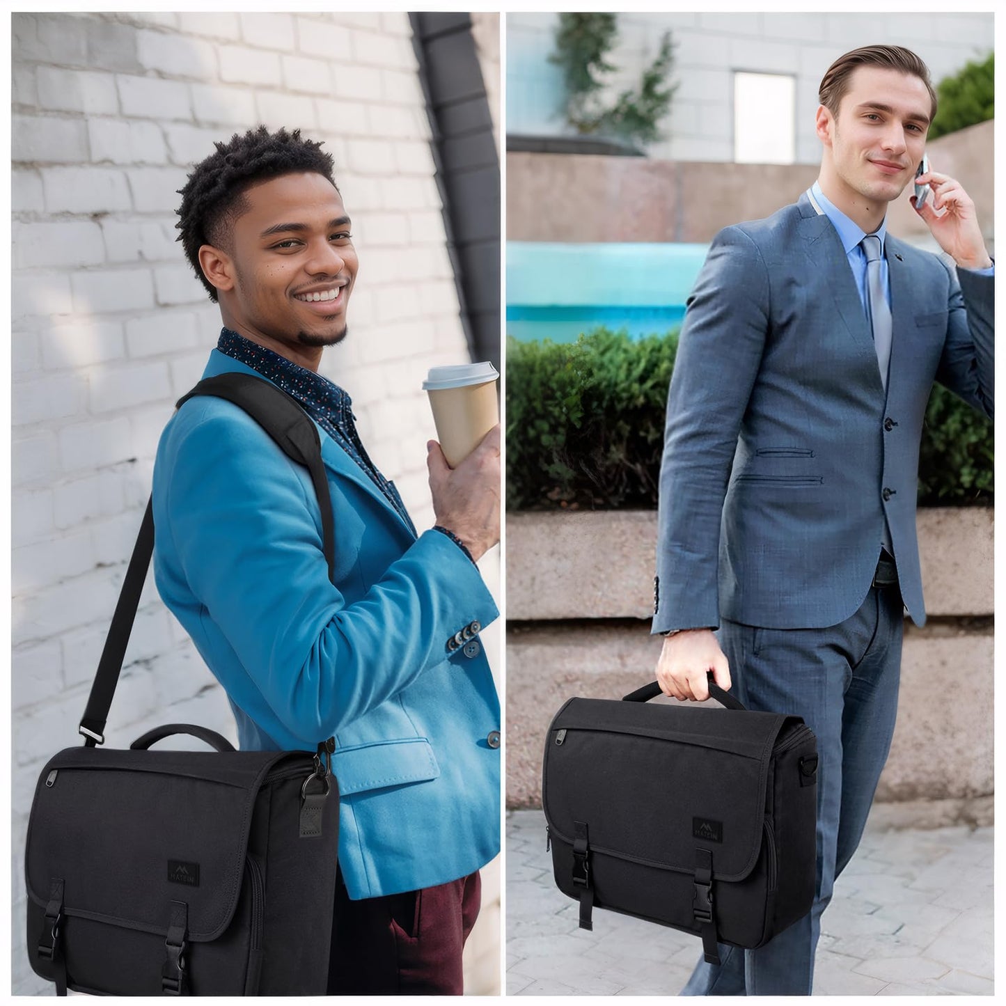 MATEIN Aktentasche Herren, Laptoptasche 15,6 Zoll, Wasserabweisend Messenger Bag Laptop Tasche, Business Notebook Computer Umhänge Schultertasche für College Büro Arbeit Frauen Männer, Schwarz