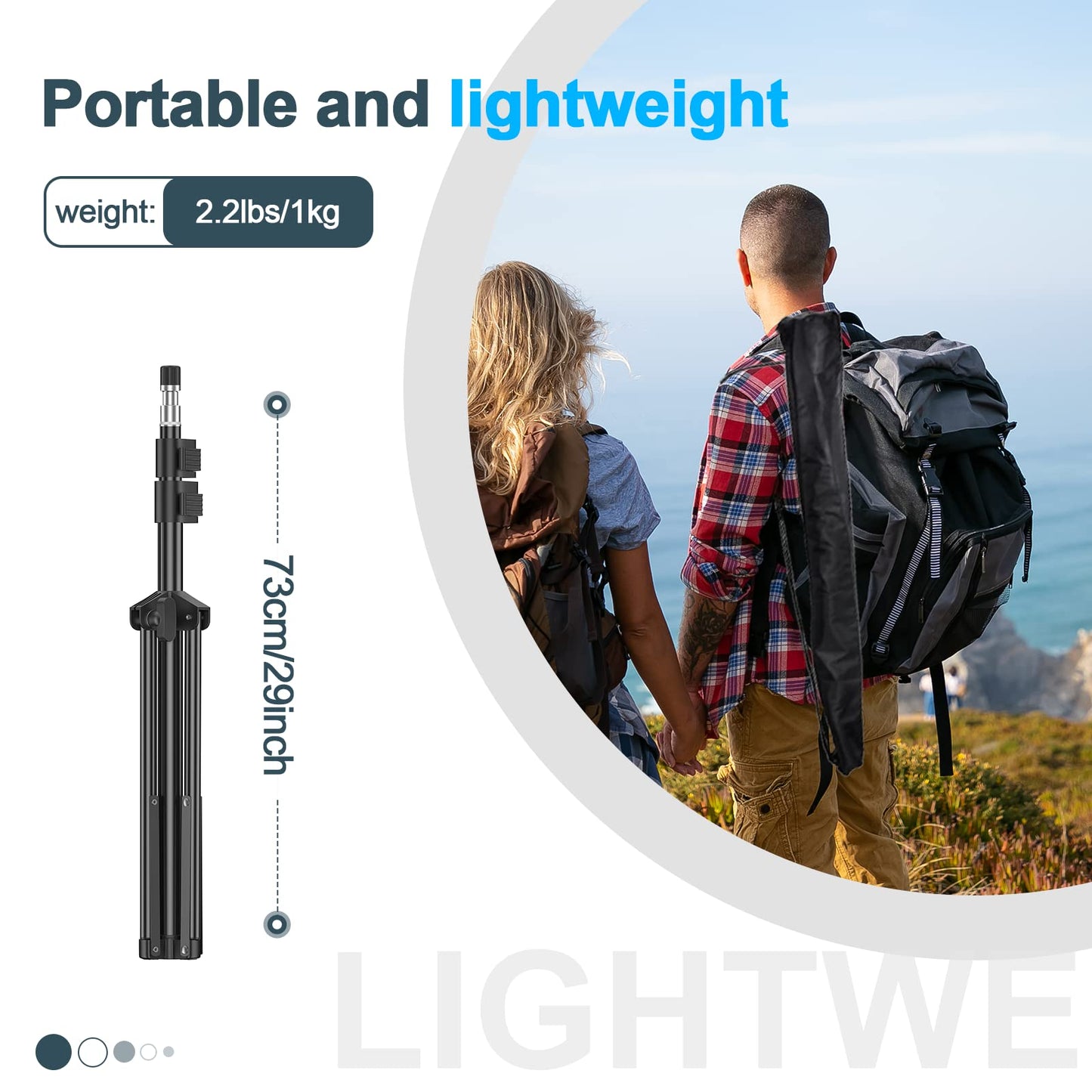 EMART 210cm Lichtstativ Stabil Lampenstativ Aluminium-Stativständer Licht Stativ tragbares Beleuchtungsstativ 5 kg Traglast, 1/4 Zoll Schraube Light Stand für Studio Kits, Softbox, 2 Stück