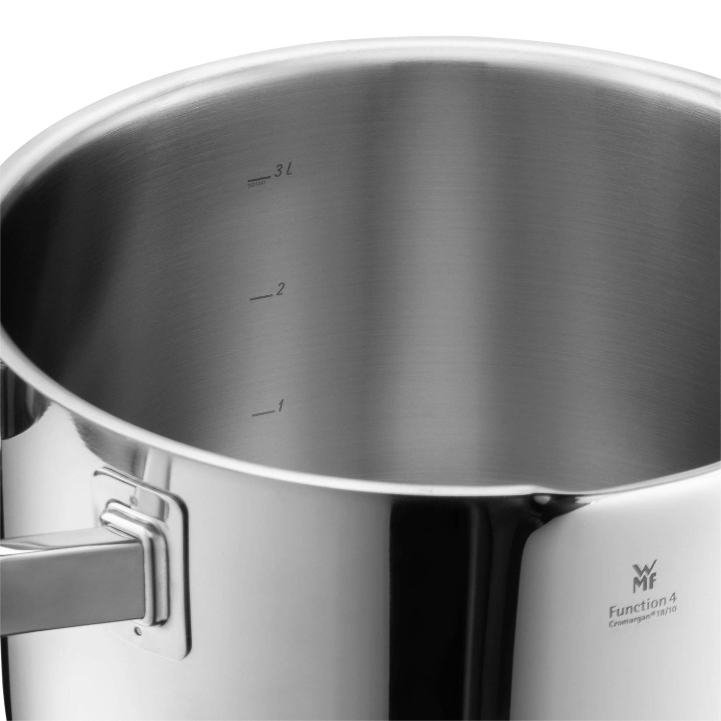 WMF Function 4 Topfset Induktion 4-teilig, Cromargan Edelstahl poliert, Glasdeckel mit 4 Abgießfunktionen, Induktionstöpfe, Innenskalierung