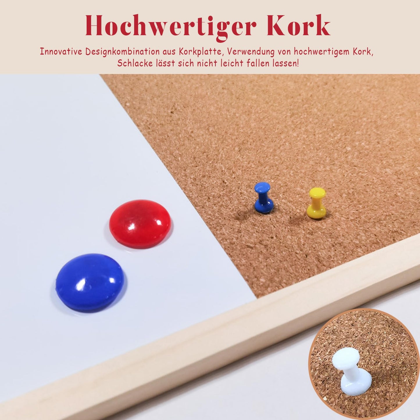 Pinnwand Korktafel, Magnetisches Whiteboard, Kleine, Trocken Abwischbare Pinnwand, 30x40cm Wandtafel, Vision Boards, Memoboard, Pinnwand für Wände, Zuhause, Büro, Wohnheim, Ziel, Remote-Job, 1 Stück