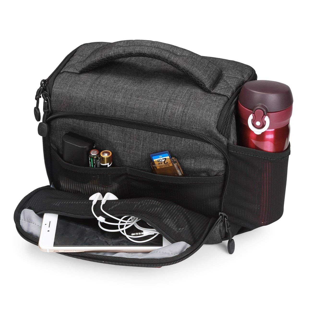 BAGSMART Kameratasche Spiegelreflex DSLR SLR Fototasche Spiegelreflexkamera Systemkamera Objektive Zubehör mit Regenschutzhülle Grau