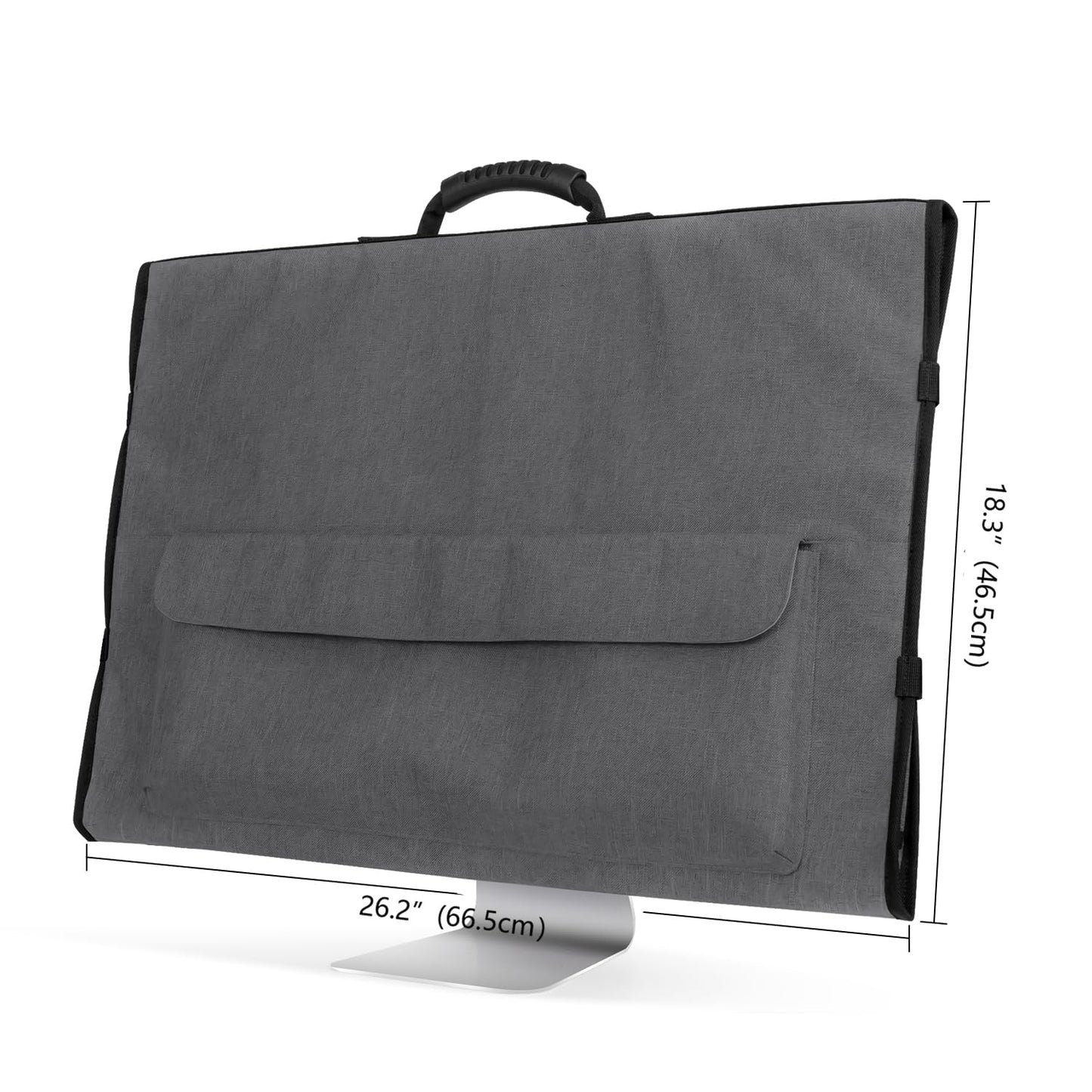 CURMIO Tragetasche für Apple 27" iMac, Schutzhülle für Apple IMAC 27 Zoll Display, Reisetasche mit Gummigriff für 27" iMac Bildschirm und Zubehör, Patent Angemeldet, (NUR MIT Tasche), Grau