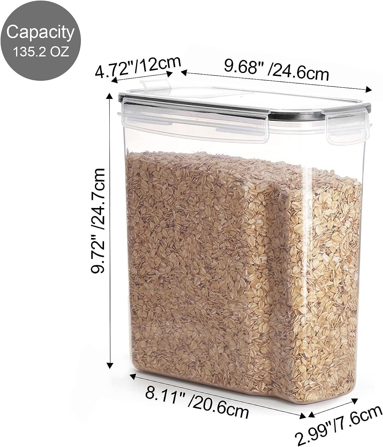 Vtopmart 4L Vorratsdosen Set, 4er Luftdicht Lebensmittelbehälter, Behälter mit Deckel für Müsli und Cornflakes, BPA-frei, Mit Schreibstift und Etikett