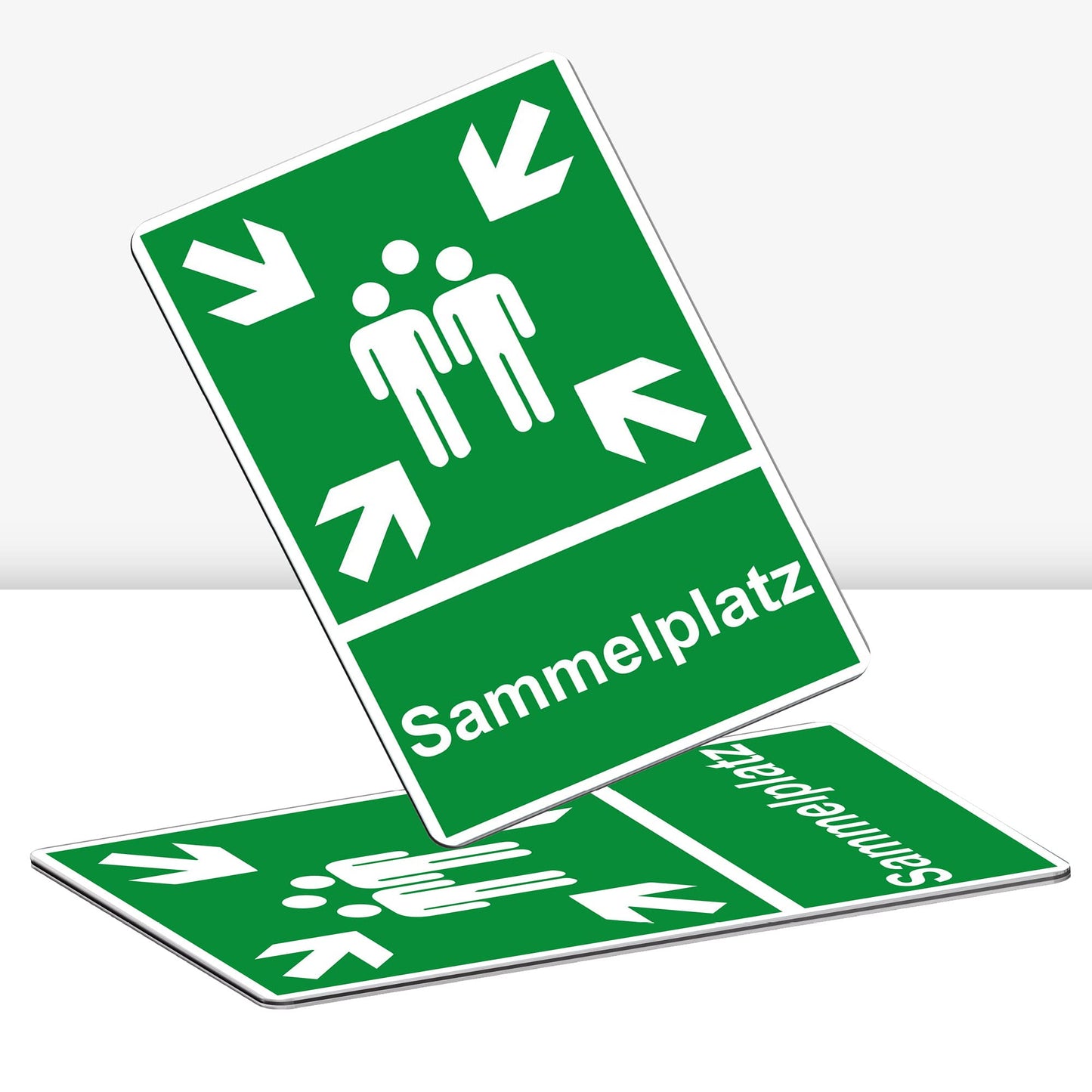 2 Stück XXL Sammelplatz Schild 30 x 40 cm Alu 3mm Alu-Dibond stabile Aluminiumverbundplatte Sammelstelle Sammelpunkt mit UV-Schutz von STROBO