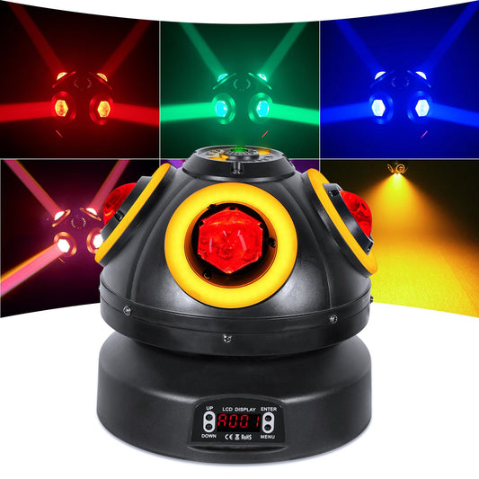 Moving Head Bühnenlicht 70W, 4pcs RGBW LED Lampenperlen mit hoher Helligkeit und goldener Blende Partylicht, 540 ° drehbare d-mx512 Sprachaktivierung für DJ KTV Disco Party