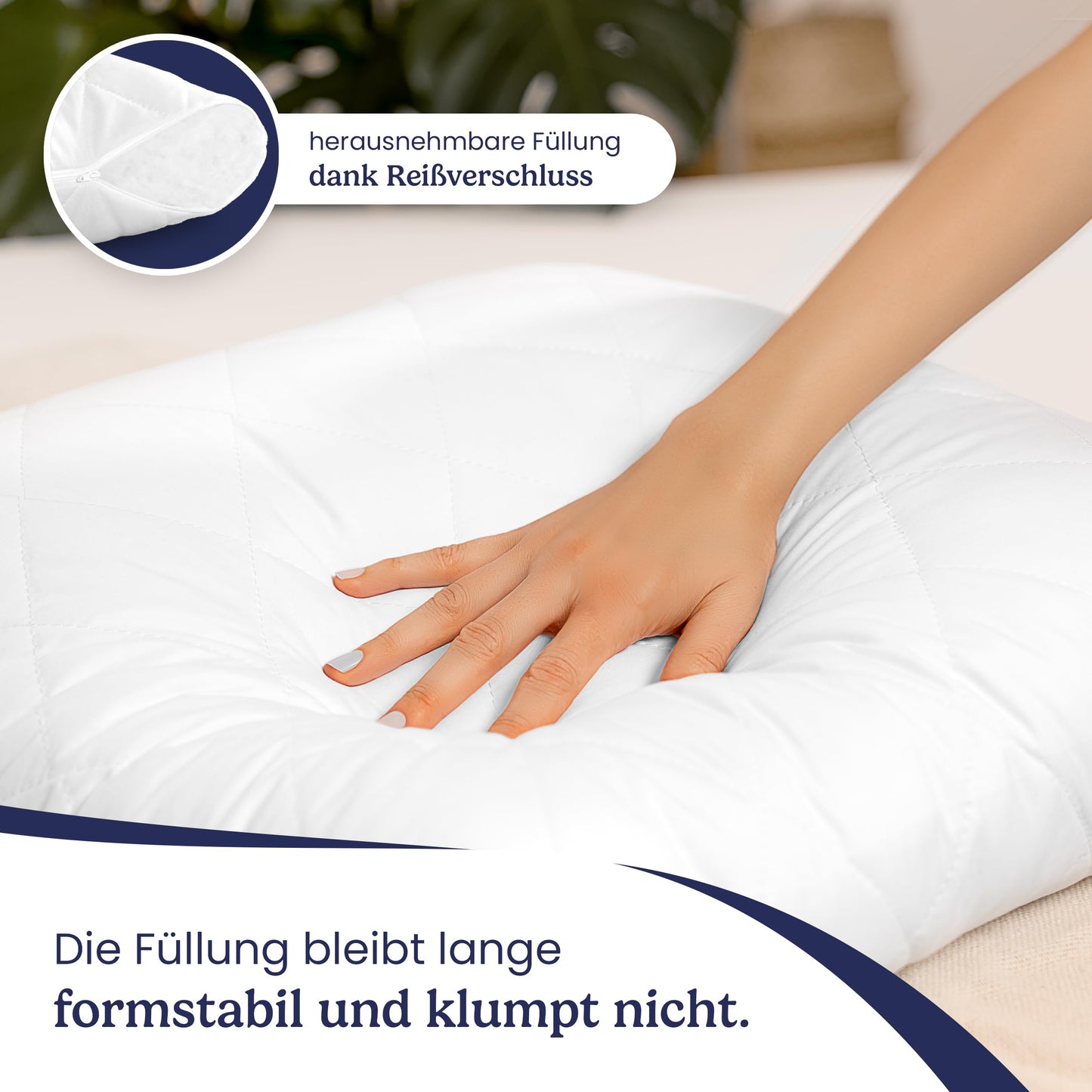 Polyester Kopfkissen (40x40 cm groß) - 2er Set Kissen für Bett und als Dekokissen - Mit Reißverschluss für Füllung - Sofakissen - Zierkissen für Couch und Sofa - Ökotex - Waschbar bis 60° - Weiß