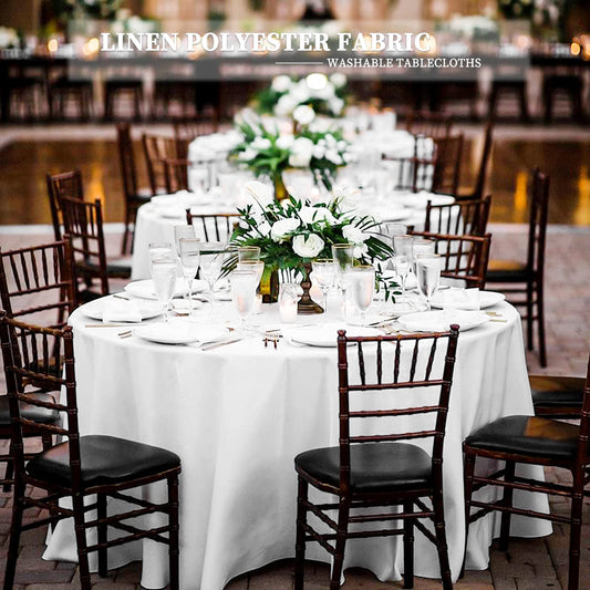 8er-Pack weiße runde Tischdecken, 120 Zoll/ 305 cm Polyester-Stoff-Tischdecke, waschbare Stoff-Tischdecke für Hochzeitsbankette, Restaurant-Buffet-Partys und Camping