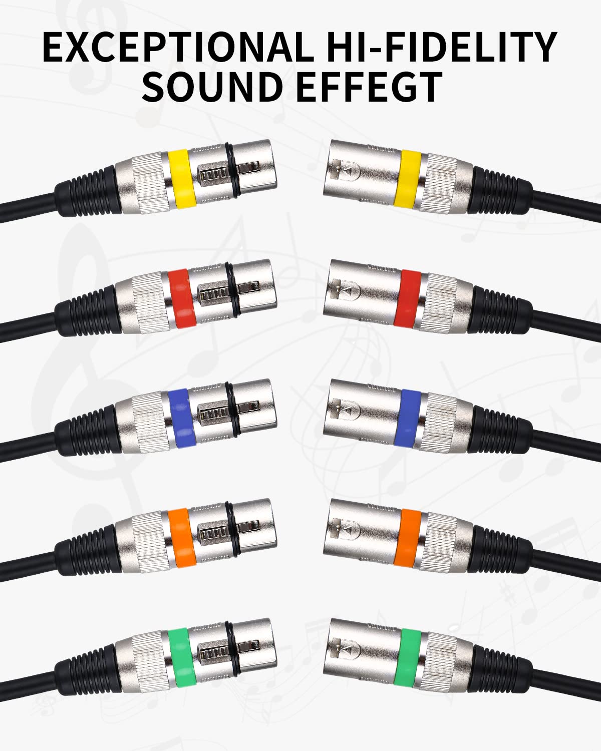 PERMUST 5 Stück 3-Pin DMX-Mikrofon-Signalkabel-Verbindungskabel, 5M XLR-Anschlussstecker mit Stecker-auf-Buchse-Kopfmikrofonkabel