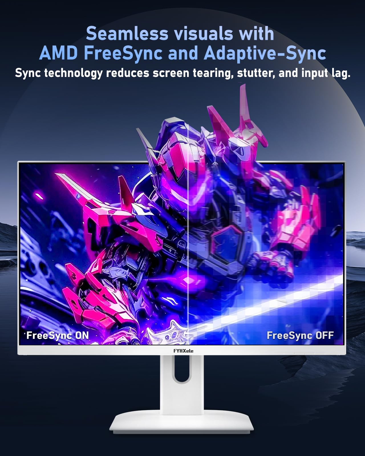 FYHXele Gaming Monitor White 27 Zoll 1080P 180hz FHD (1920X1080) IPS 1ms MPRT 16:9 Weiß PC Monitor Eingebaute Lautsprecher Unterstützung 144hz/165hz/180hz AMD Freesync Premium DP1.2 HDMI1.4 VESA