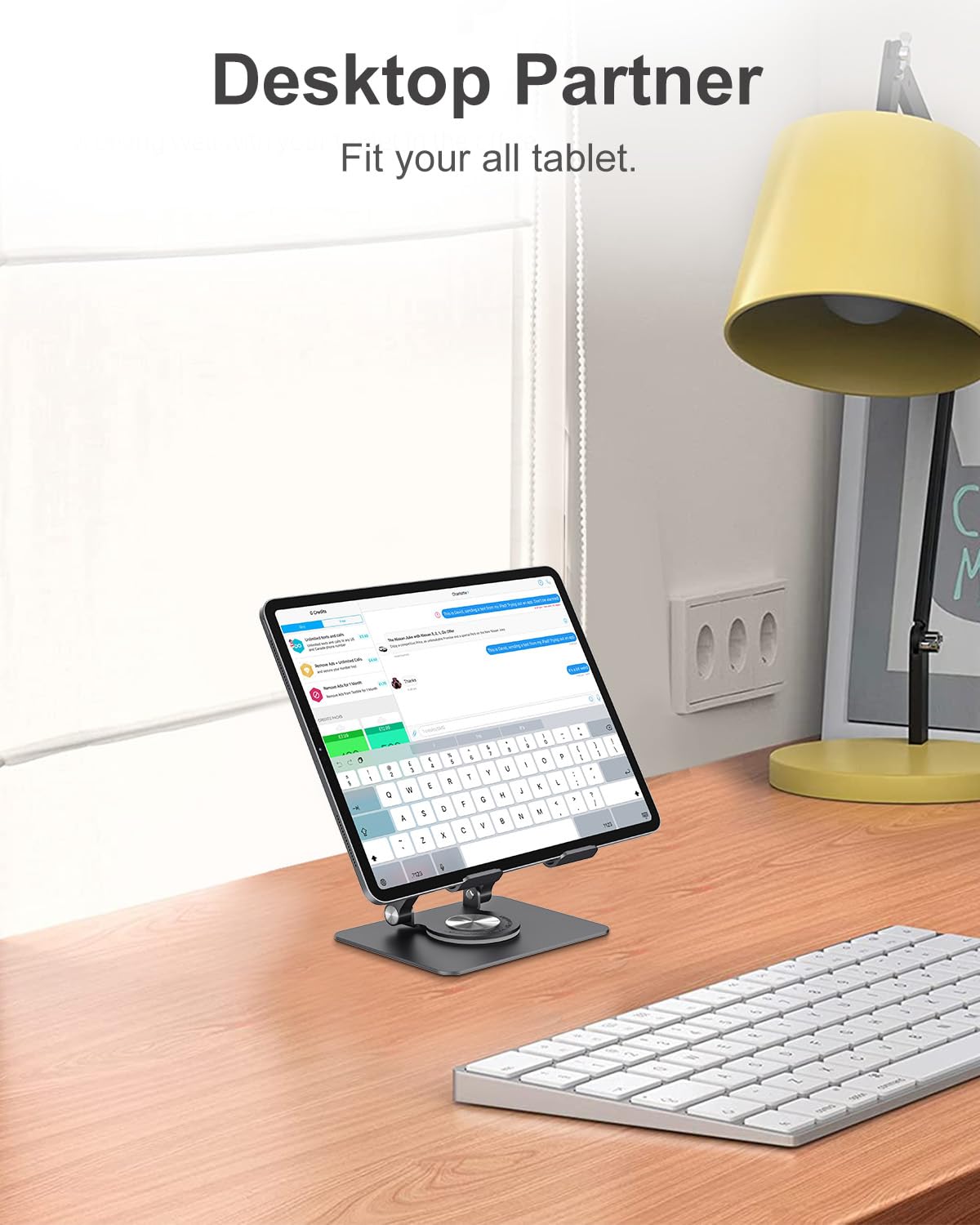 JOIOT Tablet Ständer Verstellbarer Tablet Halterung Tisch mit 360°Drehbarer Basis Aluminium Tabletständer Faltbarer Ipad Halterung Ipad Ständer Kompatibel mit Ipad Tablet iPhone bis 13 Zoll Schwarz