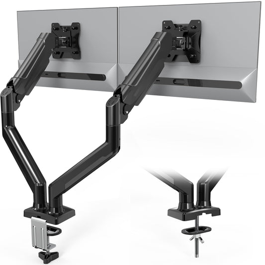BONTEC Monitor Halterung 2 Monitore für 13-32 Zoll Bildschirme, Ergonomischer Gasfederarmständer Hält 3-9 kg mit Kabelmanagement, Neigbar, Schwenkbar, Drehbar, VESA 75/100 mm