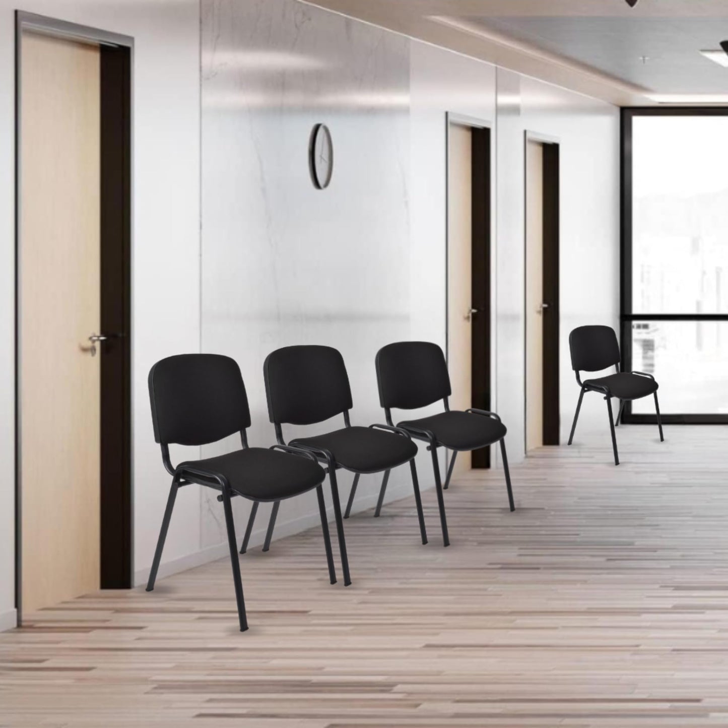 Topsit 4er-Set Stapelbare Besucherstühle ISO Antrazit mit Polsterung, Ideal für Konferenz- und Wartezimmer