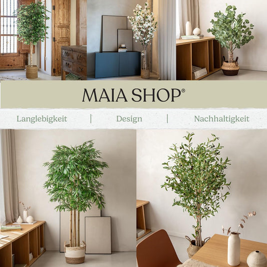 Maia Shop | Ficus | Kunstpflanzen | Künstlicher Baum | Maße: 105 x 70 cm | Künstliche Pflanzen | Fake Plant | Plastik Pflanze | Ficus Benjamini | Deko | Deko Wohnzimmer