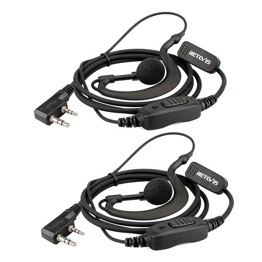 Retevis RE3120 Funkgeräte Kopfhörer 2 Pin C-Typ Headset Kompatibel mit Walkie Talkie RT24 RT24V RT27 RT622 RT28 RT617 RT618 RT619 RT667 RT46 Baofeng BF-88E BF-888S Tyhbelle Kenwood (2 STK)