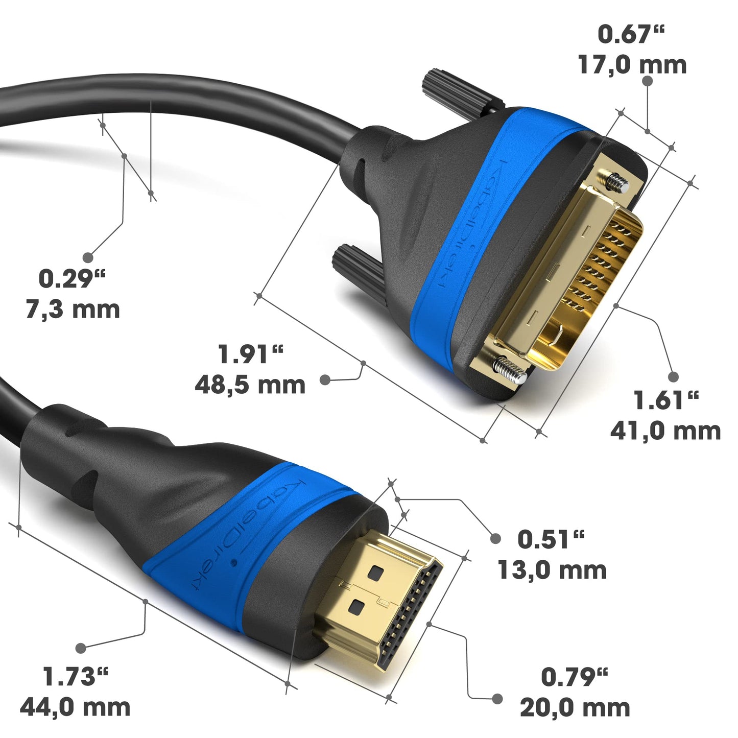 KabelDirekt – Adapter Kabel mit A.I.S. Schirmung gegen Störsignale – 2 m (bi-direktionales DVI-D 24+1/HDMI Monitor Kabel, HDMI-Gerät an DVI-Monitor anschließen oder umgekehrt, Full HD/1080p)