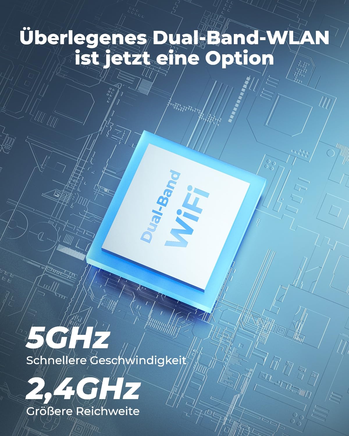 Reolink 5MP Solar Überwachungskamera Akku, 355°/140° Schwenkbar WLAN Kamera Outdoor Kabellos 2, 4/5GHz WiFi, Farbnachtsicht, Personen/Auto/Tiererkennung, Standalone, Argus PT(Schwarz)+Solarpanel