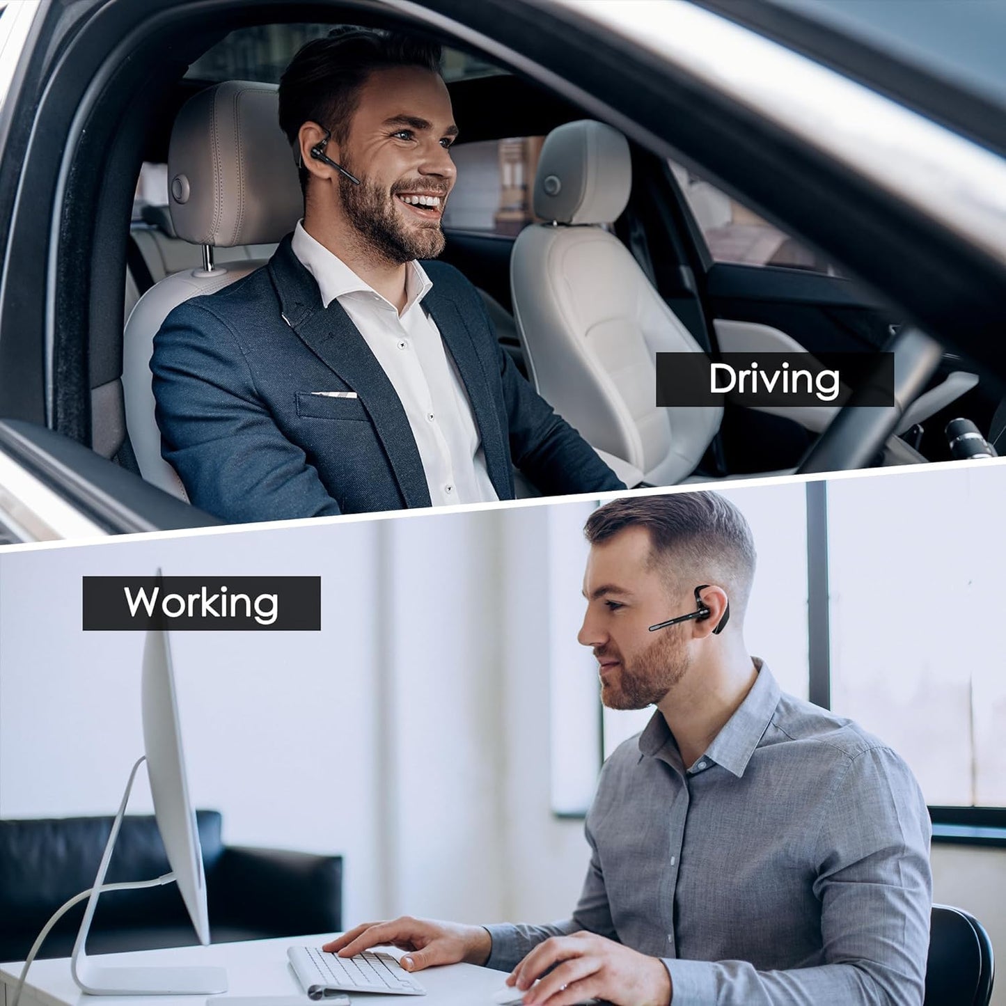 Yukigefe Bluetooth Headset V5.3, kabelloser Ohrhörer mit 1000-mAh-Ladeetui, 96 Stunden Gesprächszeit, freihändige Kopfhörer mit Geräuschunterdrückung und Doppelmikrofon für Computer, Mobiltelefone