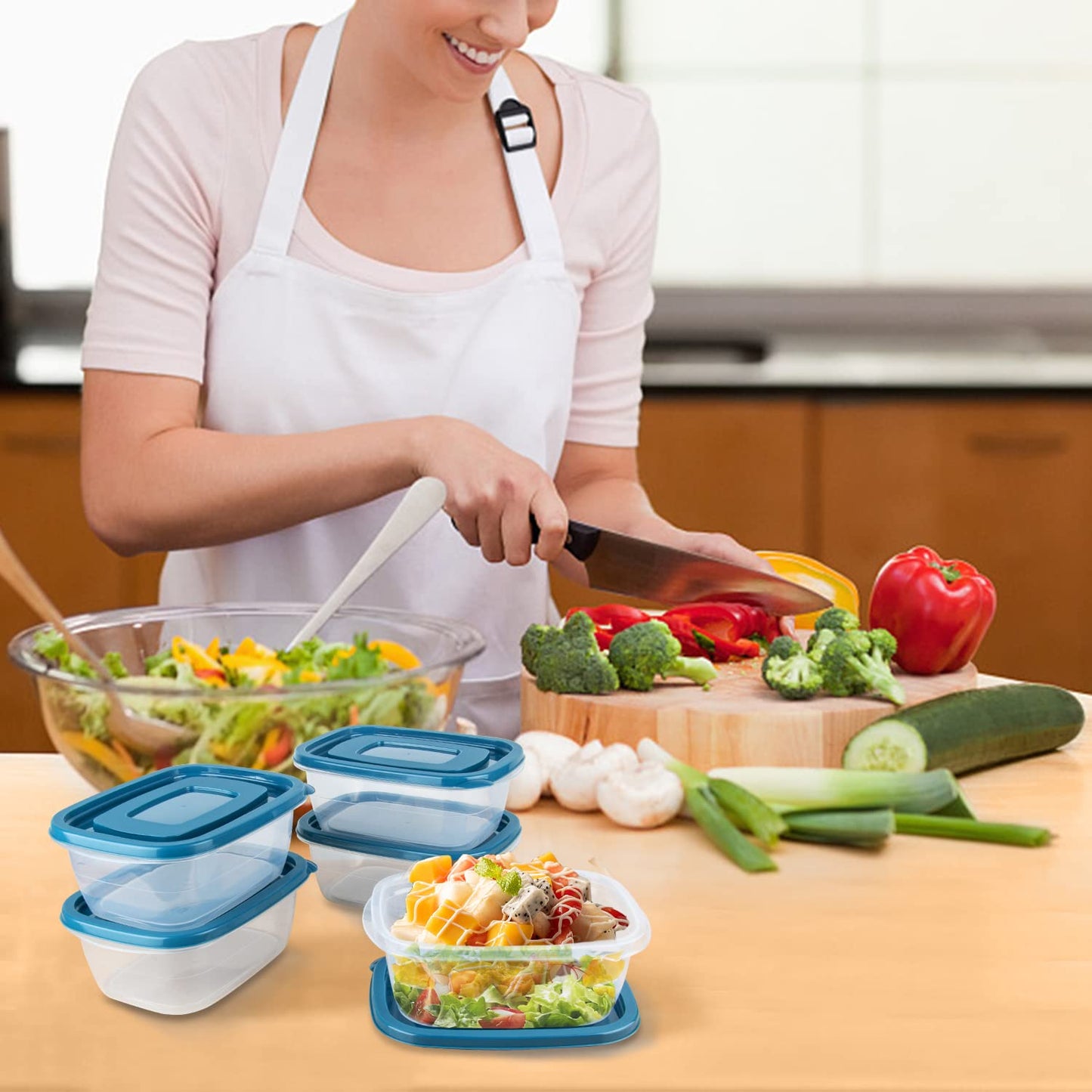 EFISH 10PCS Rechteck Kunststoff Portion Box Sets mit Deckel.Food Aufbewahrungsbox, Behälter, Lebensmittellagerung, Lebensmittelbehälter,500 ML Pro Box.
