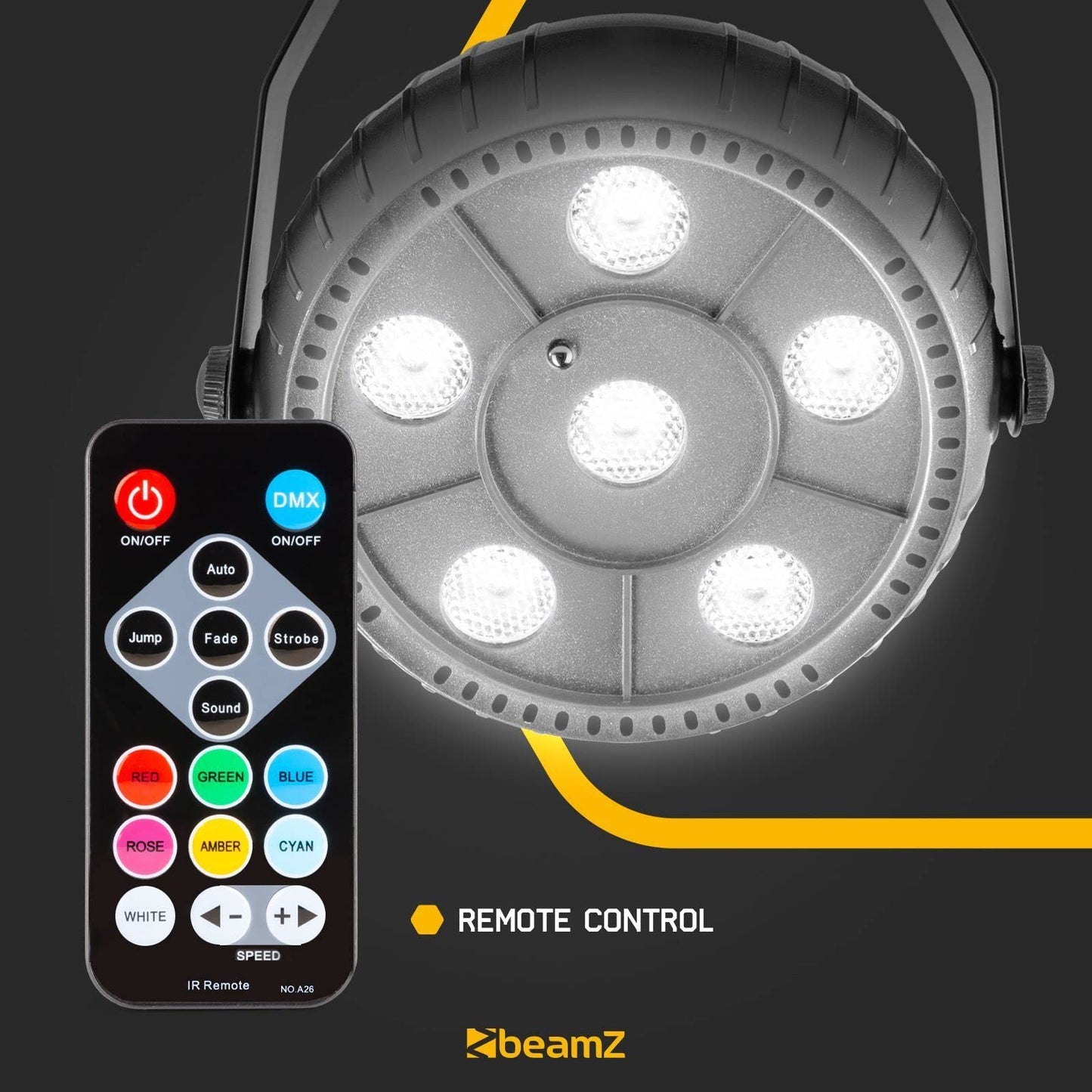BeamZ PLP10 Akku LED PAR mit 6 LEDs 2 Watt - 4 Stück RGB LED PAR Scheinwerfer Stroboskop, Auto- und Soundmodus, Fernbedienung, Discolicht Partylicht Spotlight, Bühnenbeleuchtung, Effektstrahler