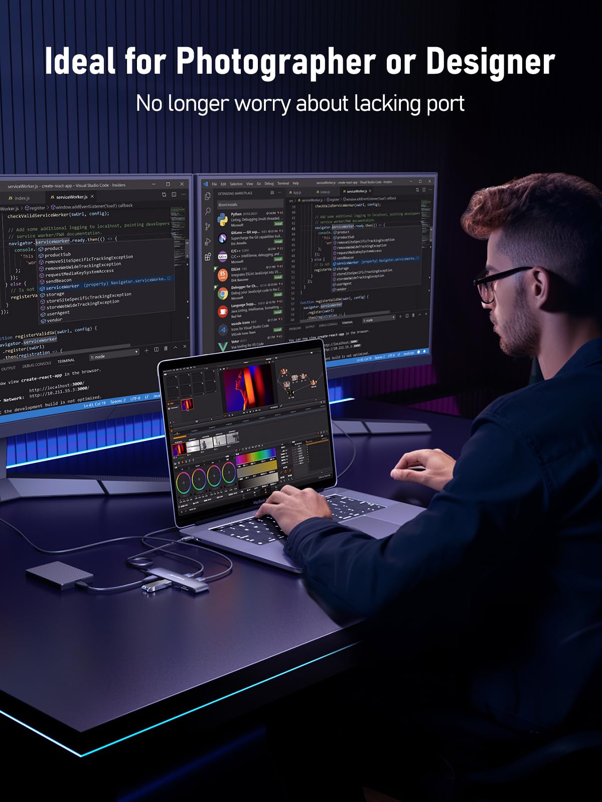 USB C Docking Station mit 10Gbps USB C/A Datenanschluss,Lemorele 12-in-1 Adapter mit Dual 4K HDMI, VGA, 4 USB A 3.1/2.0, USB C 3.1 Hub,100W PD,SD/TF,Audio, für Windows, MacBook, Dell usw