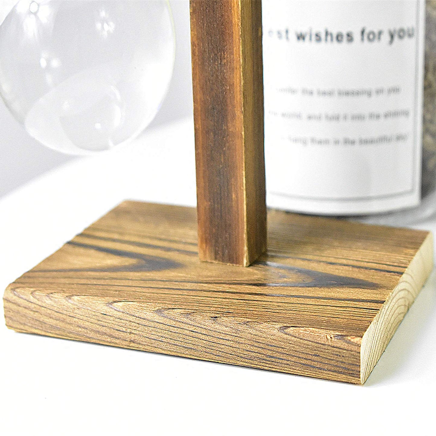 WUWEOT 3 Stück Hydroponik Glasvase mit Holz Halter Hängevase Blumenvase Tischvase Dekovase Birne Vintage Avocado Vase mit Holzständer Dekoration für Zuhause Garten Büro Schreibtisch