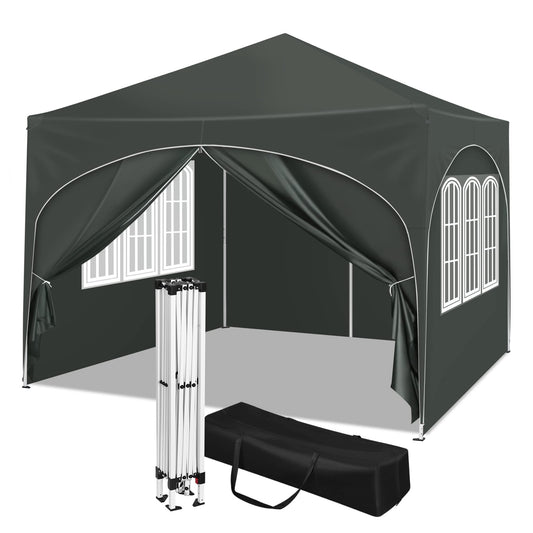 WOLTU Pavillon, Faltpavillon 3x3 m, mit 4 Seitenwänden, Partyzelt wasserabweisend UV-Schutz 50+, höhenverstellbarer Gartenpavillon, mit Tragetasche, für Outdoor Garten Camping Grau