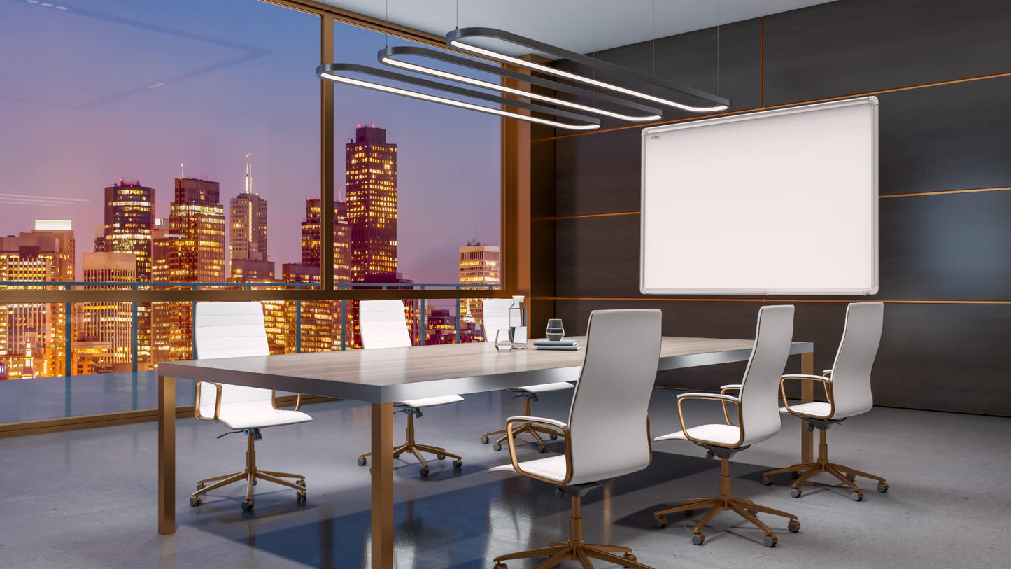 ALLboards Magnetisches Whiteboard 240x120cm Magnettafel mit Aluminiumrahmen Premium EXPO und Stifteablage, Weiß Magnetisch Tafel, Trocken Abwischbar, Wiederbeschreibbar Weißtafel