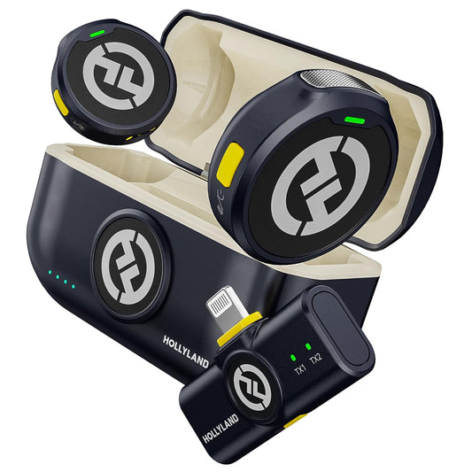 Hollyland Lark M2 Wireless Lavalier Mikrofon für iPhone Lightning MFi-Zertifiziert, 48kHz/24 bit Hi-Fi Audio 30H Dauer 300m Reichweite, ENC Antischall Ansteckmikrofon kabellos für Vlog YouTube