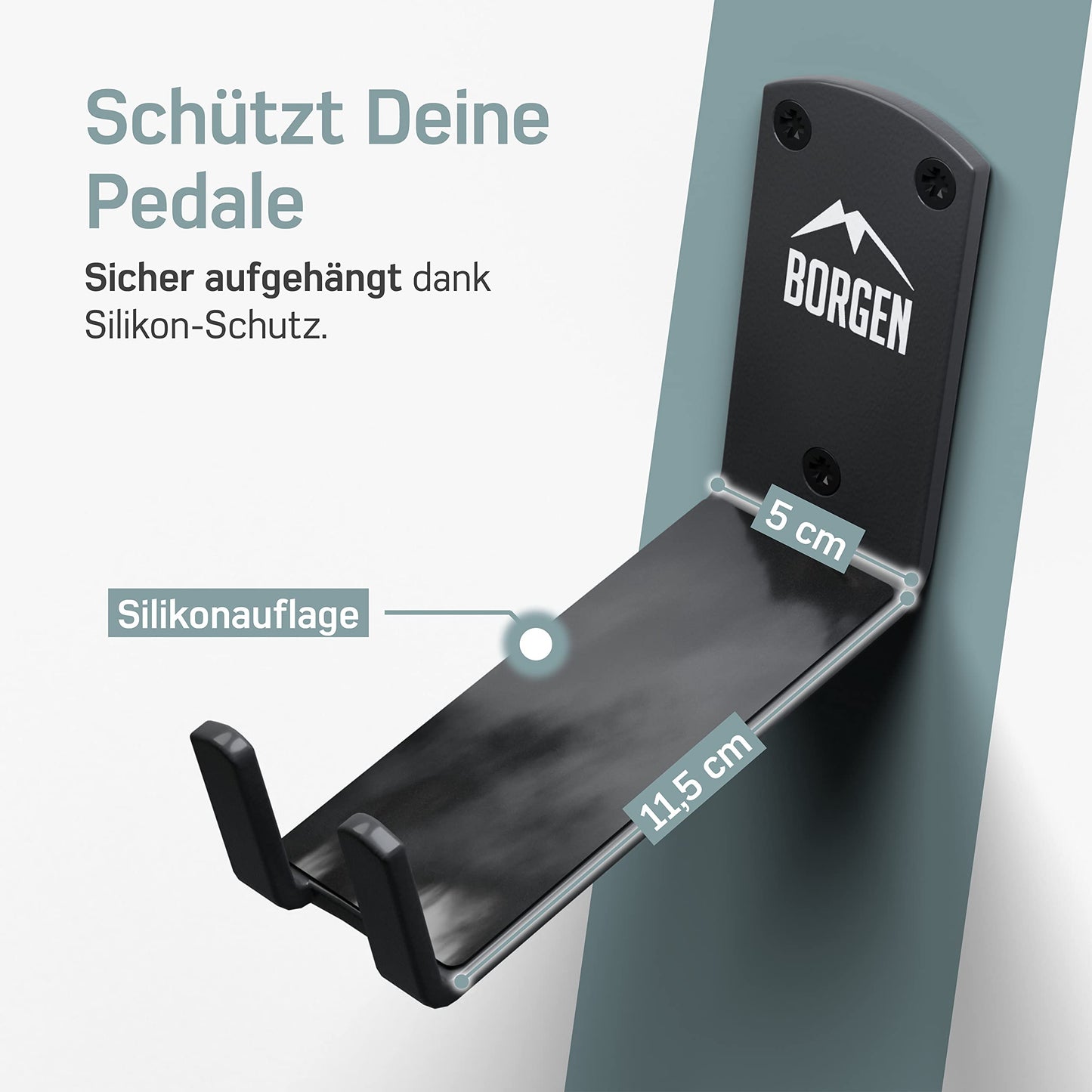 Borgen Fahrrad Wandhalterung mit 30 kg Tragkraft - 3er Set -Pedal Fahrradhalterung Wand für E-Bike, MTB und Rennrad